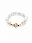 Fresh Water Pearl Baroque 12-12.5mm With Clover Hook Alloy Bracelet