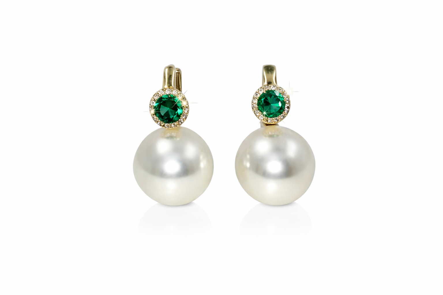 Shell pearl with zircon 14-14.5mm bucket zinc alloy earring 14x25cm