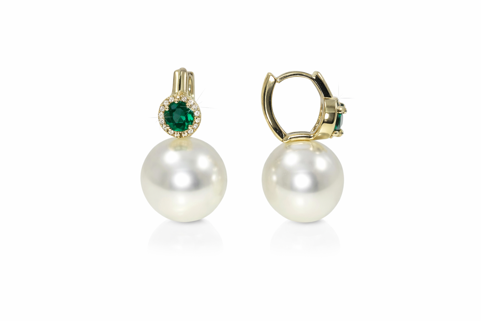 Shell pearl with zircon 14-14.5mm bucket zinc alloy earring 14x25cm