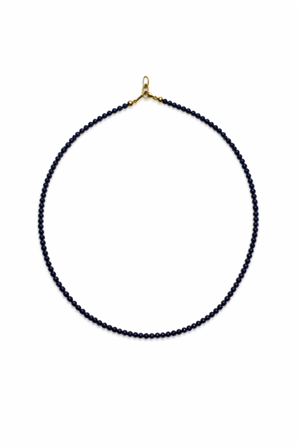 Sapphire Beads Strand  3-3.5mm Stainless Steel Necklace