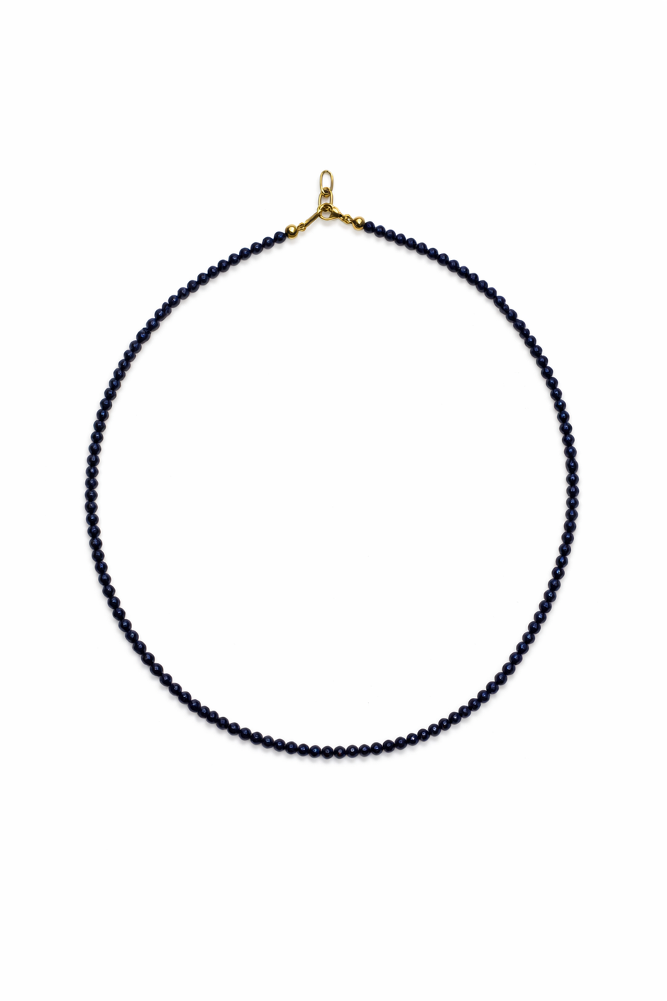 Sapphire Beads Strand  3-3.5mm Stainless Steel Necklace