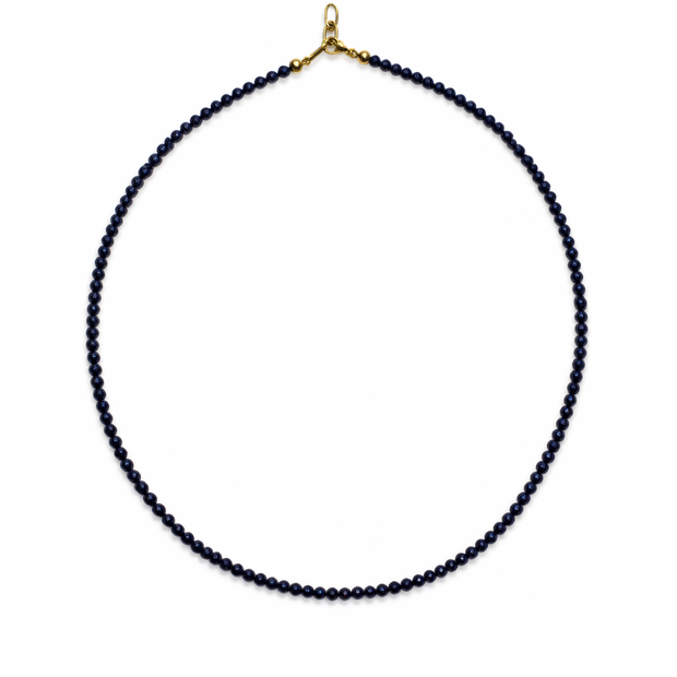 Sapphire Beads Strand  3-3.5mm Stainless Steel Necklace