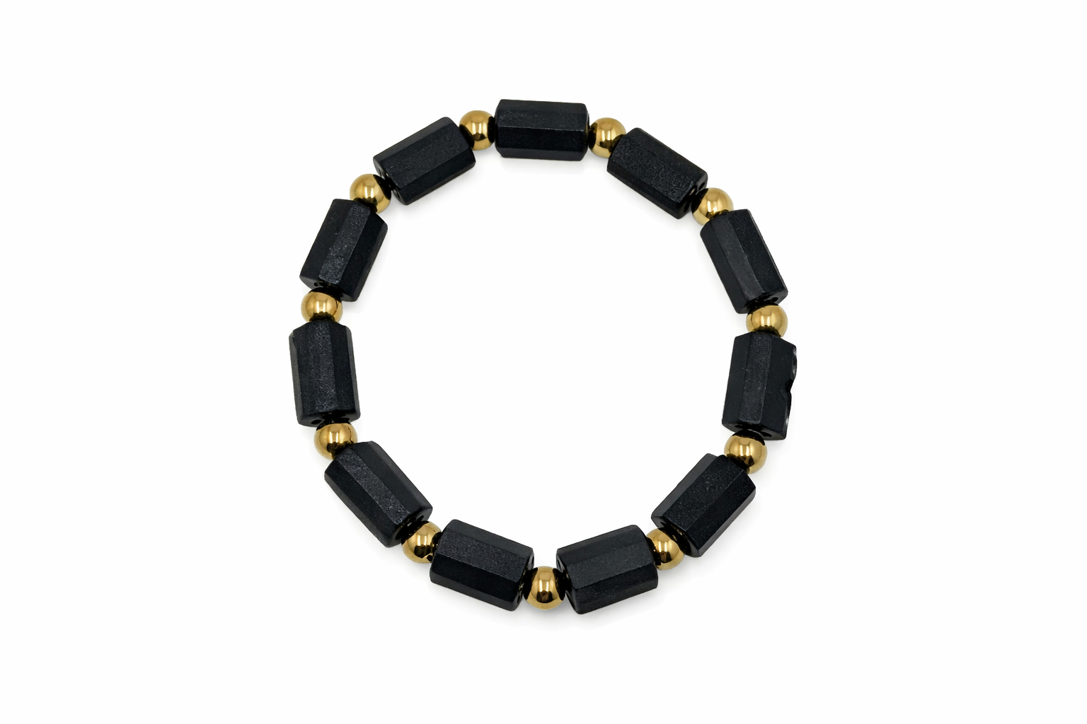 Raw black tourmaline with stainless steel ball bracelet tourmaline-8.5x14.5cm Diameter-15cm