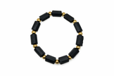 Raw black tourmaline with stainless steel ball bracelet tourmaline-8.5x14.5cm Diameter-15cm