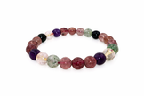 Strawberry quartz ,amethyst , green phantom and citrine 8- 8.5mm bracelet  Diameter -16cm