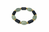 Raw tourmaline with a grade barrel jade stainless steel ball bracelet   jade-11.5x13.5cm tourmaline-8.5x14.5cm Diameter-14cm