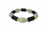 Raw tourmaline with a grade barrel jade stainless steel ball bracelet   jade-11.5x13.5cm tourmaline-8.5x14.5cm Diameter-14cm