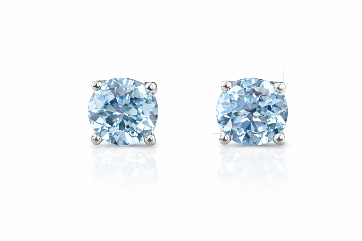 Blue topaz round 925 silver earring 0.6mm