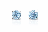 Blue topaz round 925 silver earring 0.6mm