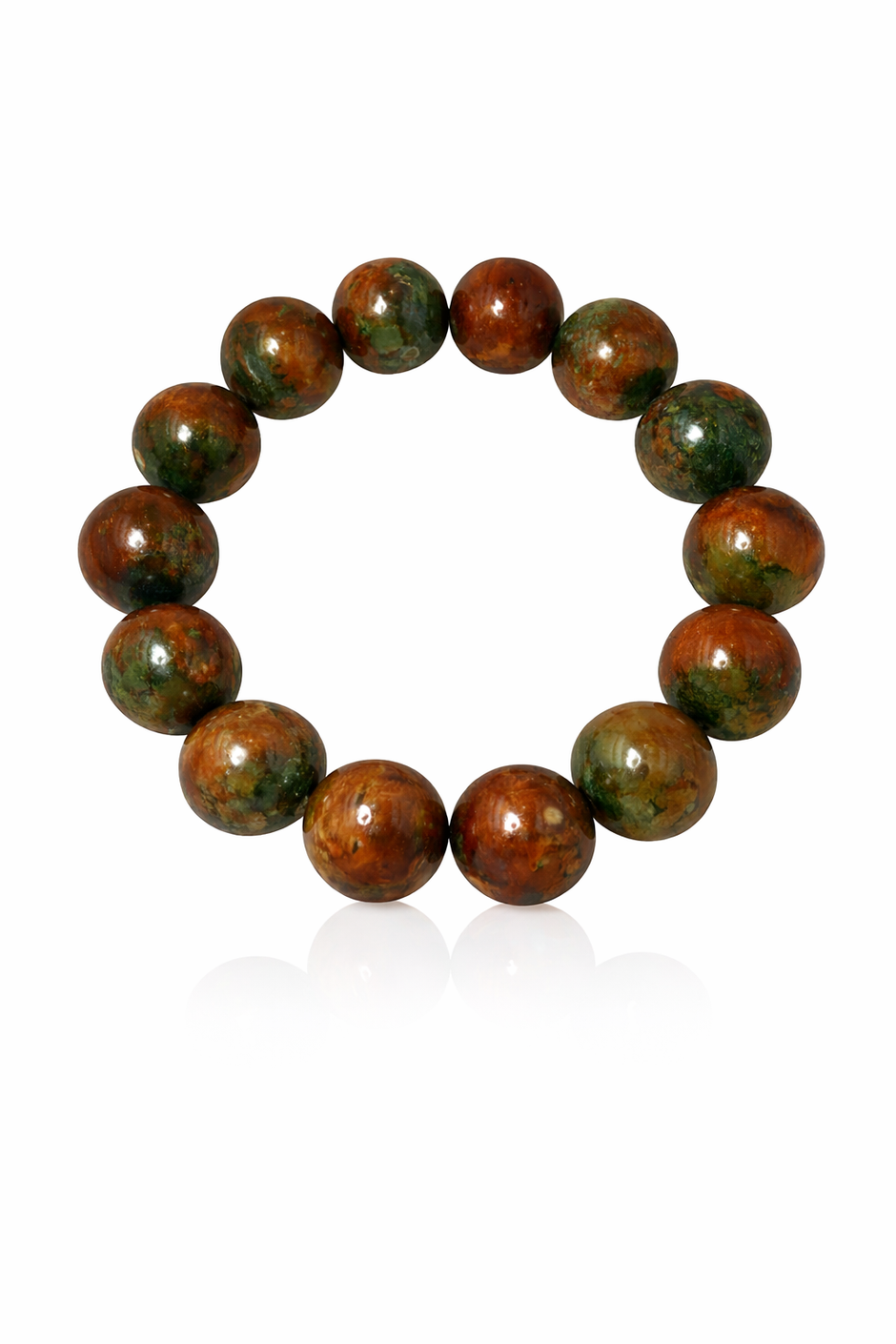 A grade deep red and green jade 14mm bracelet Diameter-15cm