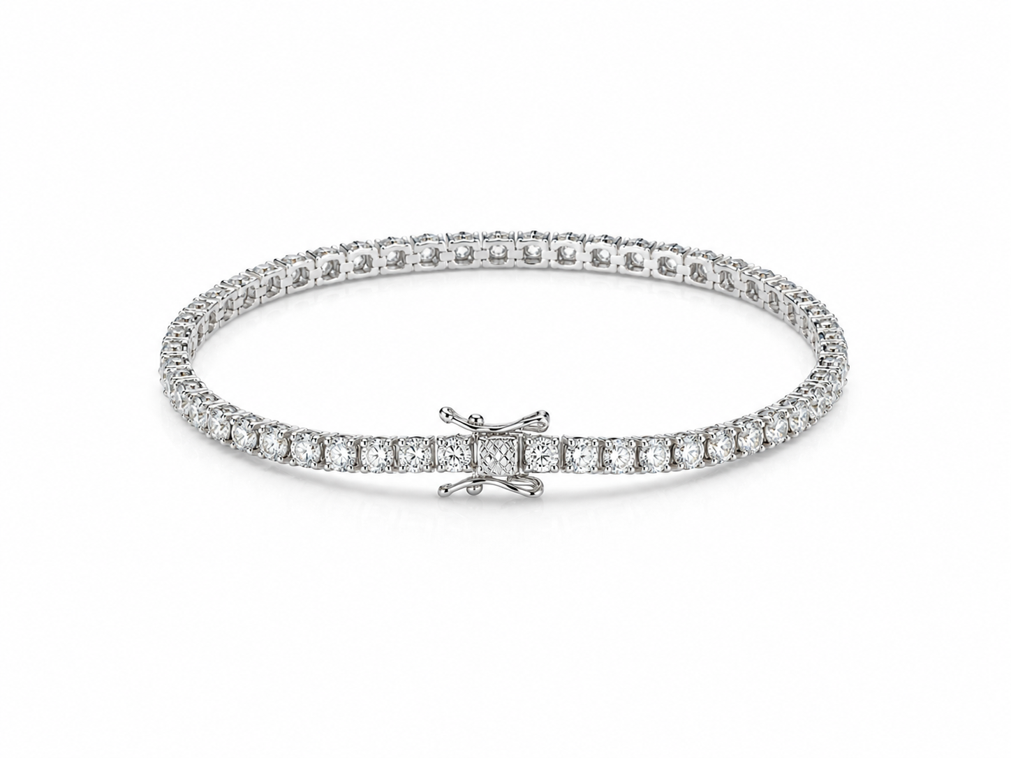 Moissanite 3mm Round Tennis 925 Silver Bracelet