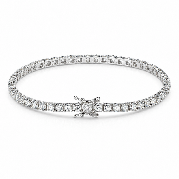 Moissanite 3mm Round Tennis 925 Silver Bracelet