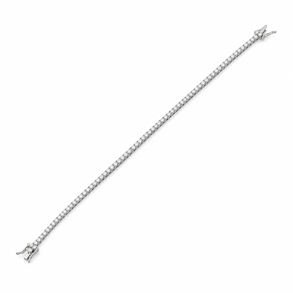 Moissanite 3mm Round Tennis 925 Silver Bracelet