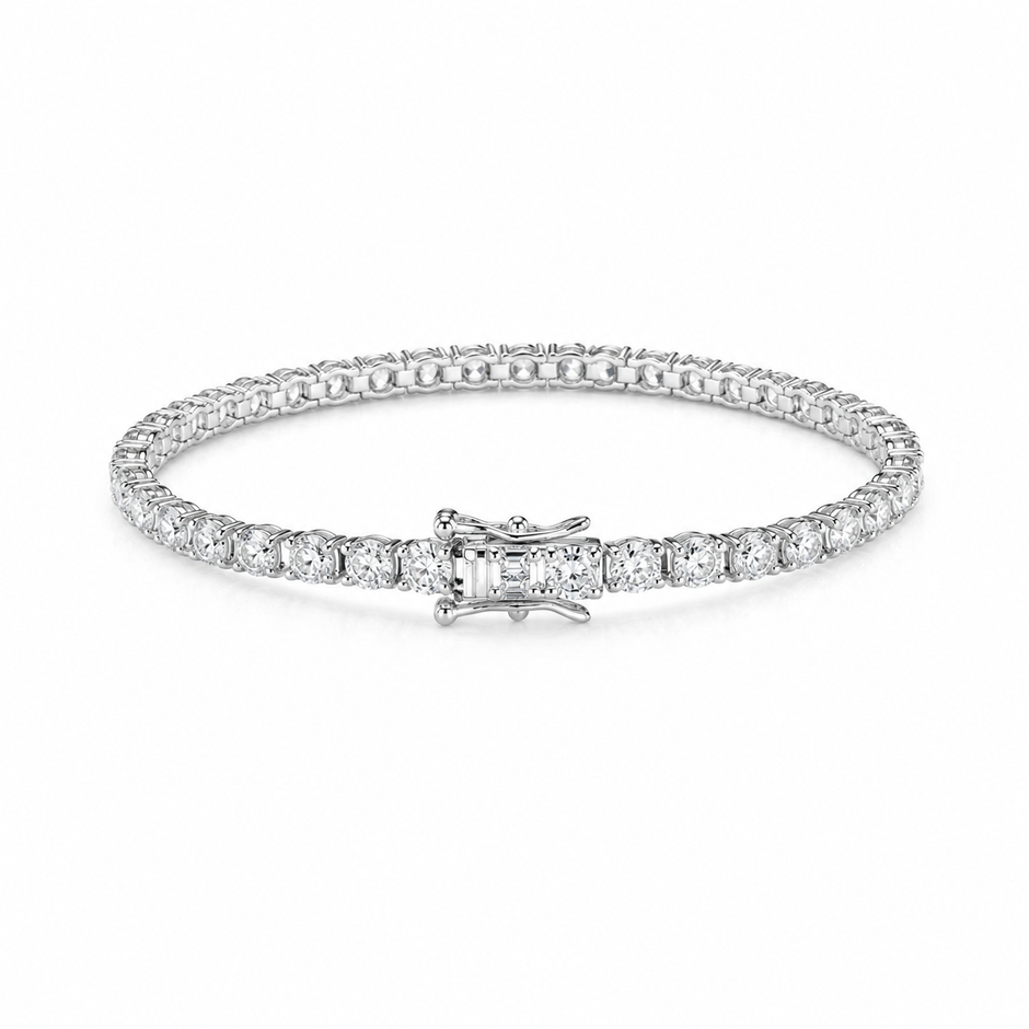 Moissanite 4mm Round Tennis 925 Silver Bracelet