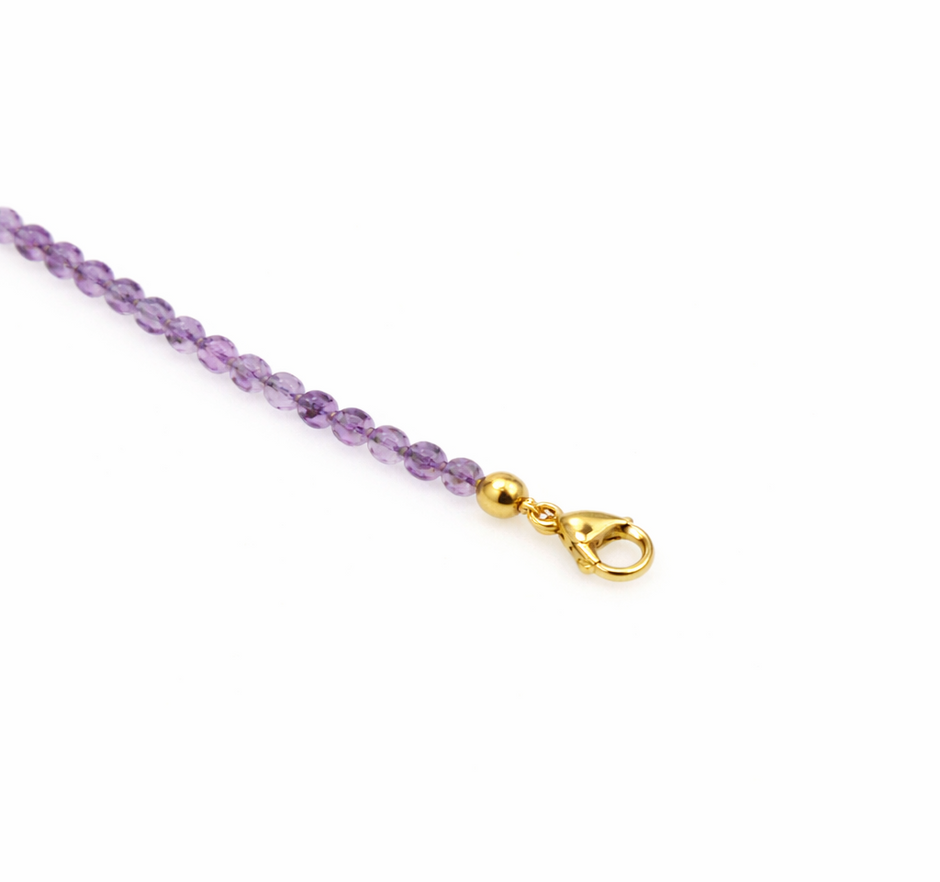 Amethyst Faceted 3-3.5mm With Stainless Steel Hook Bracelet