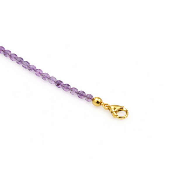 Amethyst Faceted 3-3.5mm With Stainless Steel Hook Bracelet