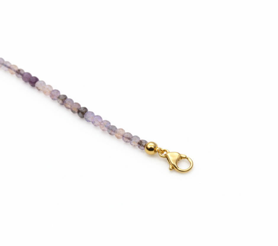 Amethyst Phantom Faceted 3-3.5mm With Stainless Steel Hook Bracelet