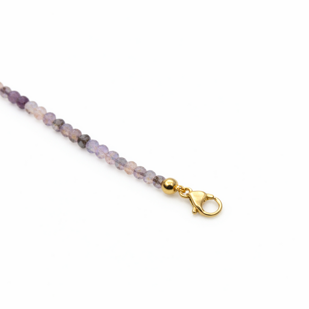 Amethyst Phantom Faceted 3-3.5mm With Stainless Steel Hook Bracelet