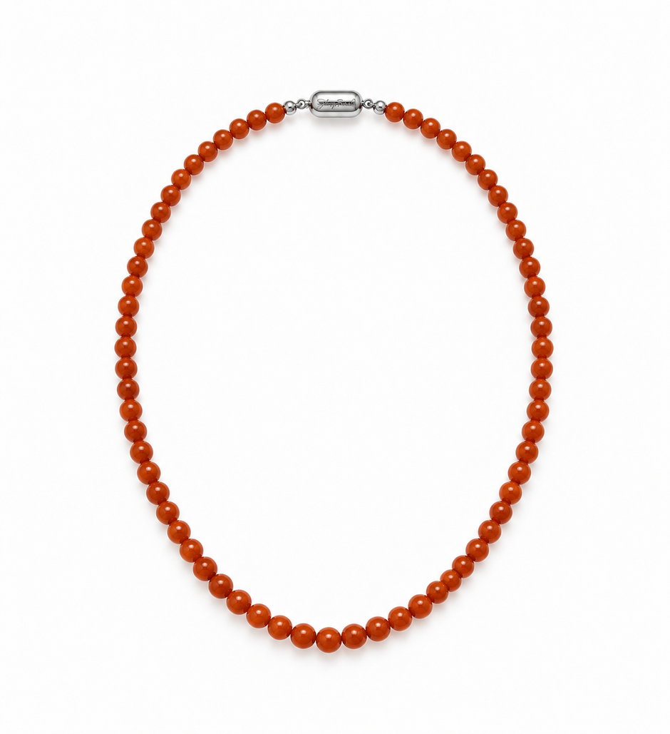 Red Treated Jade 5.5-6mm Strand Necklace