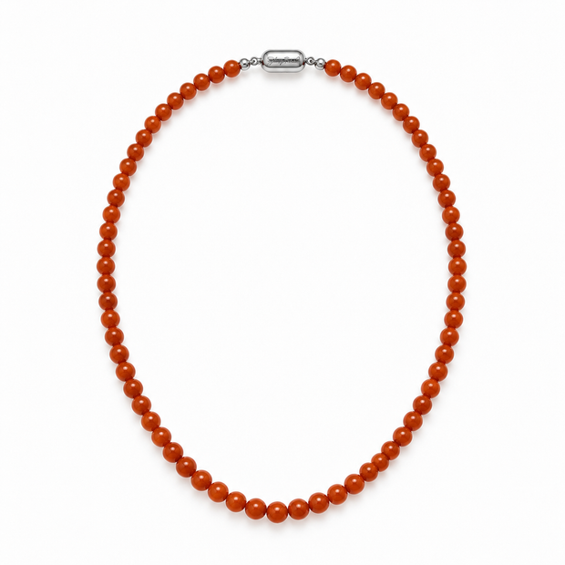 Red Treated Jade 5.5-6mm Strand Necklace