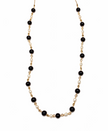 Fresh Water Pearl Baroque With Black Tourmaline Stainless Steel Links Necklace