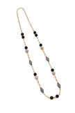 Black Agate Kunzite A Jade Amethyst Stainless Steel Links Necklace