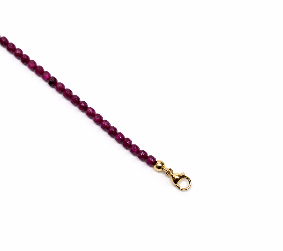 Ruby Faceted 3-3.5mm With Stainless Steel Hook Bracelet