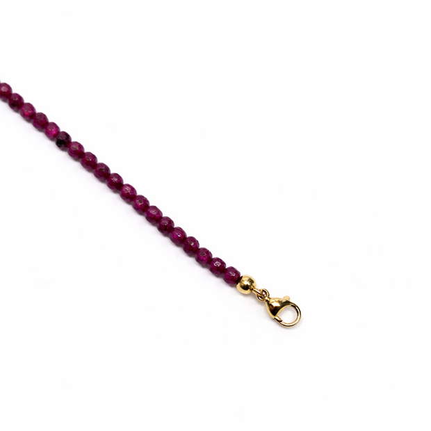 Ruby Faceted 3-3.5mm With Stainless Steel Hook Bracelet