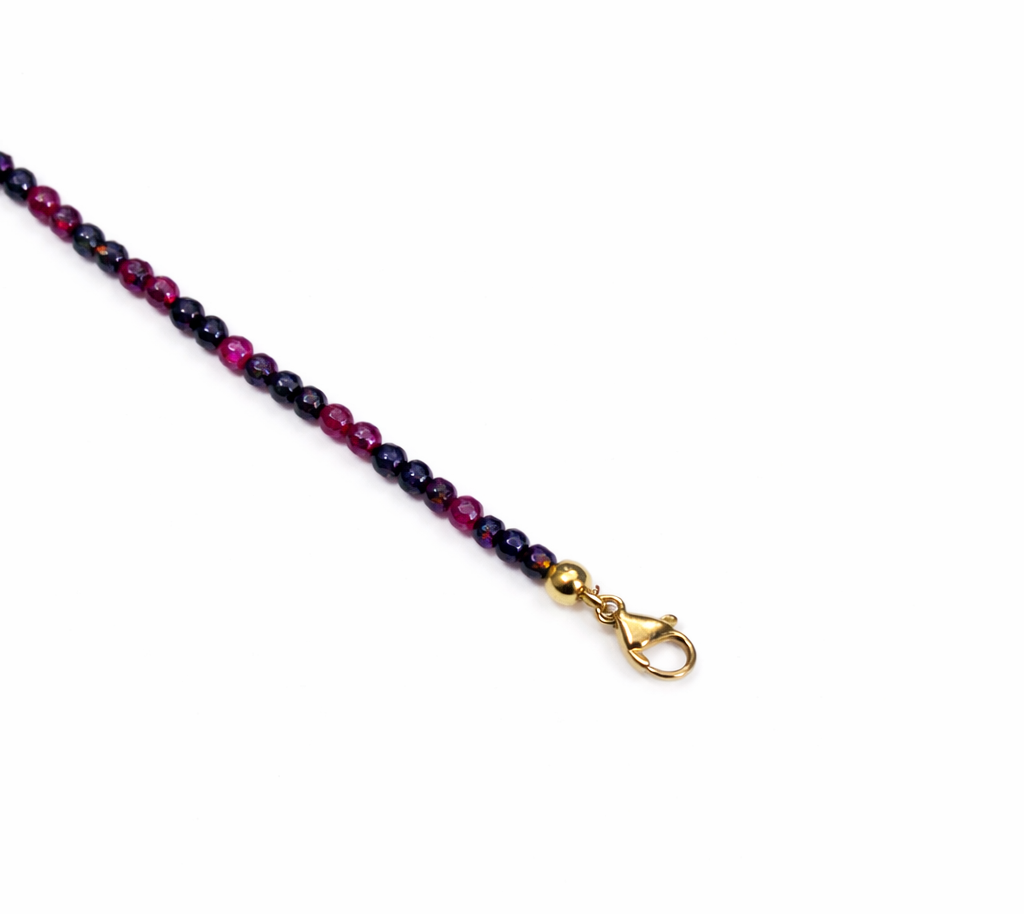 Mix Ruby Sapphire Faceted 2-2.5mm With Stainless Steel Hook Bracelet