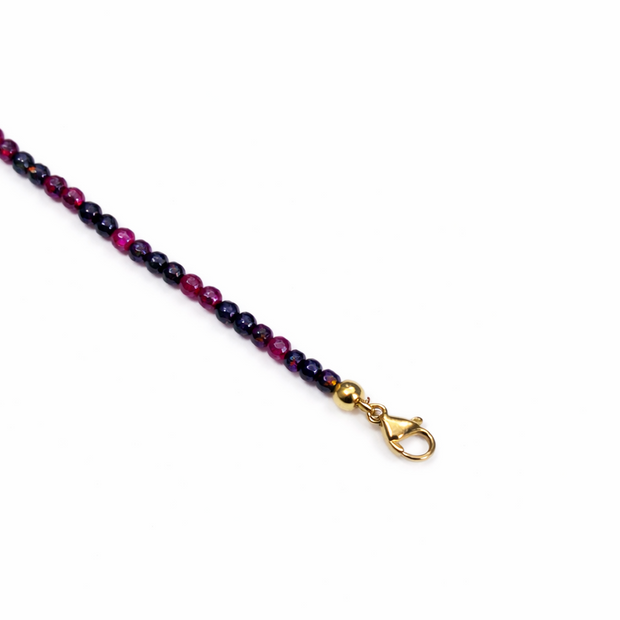 Mix Ruby Sapphire Faceted 2-2.5mm With Stainless Steel Hook Bracelet
