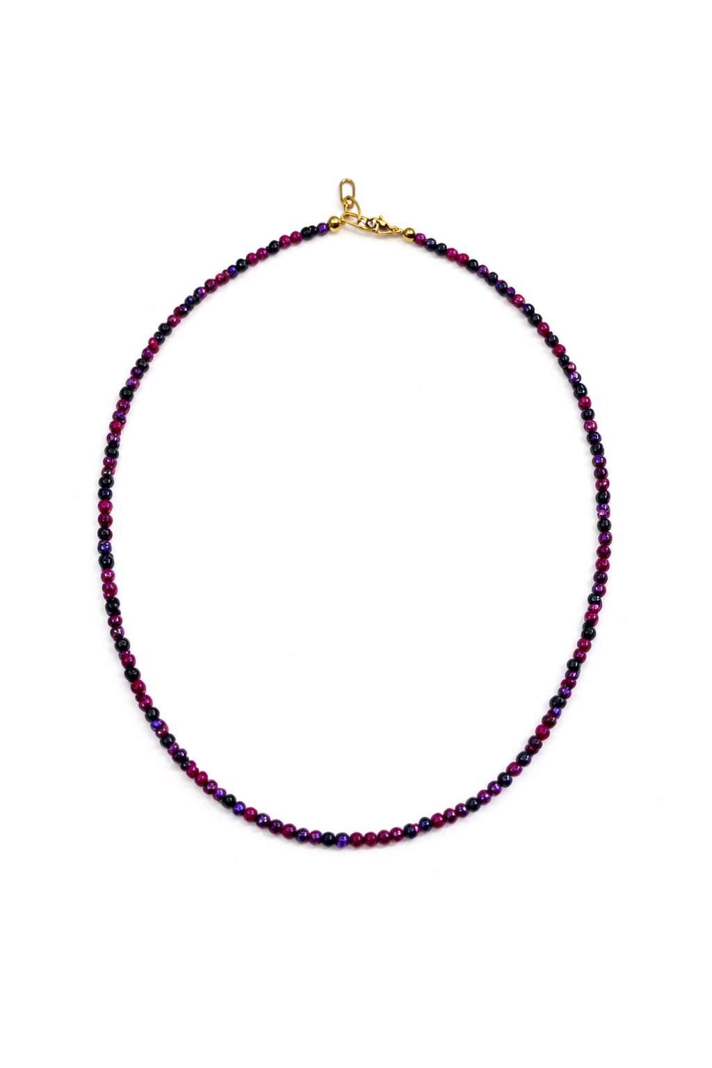Mix Ruby Sapphire Beads Strand  2-2.5mm Stainless Steel Necklace