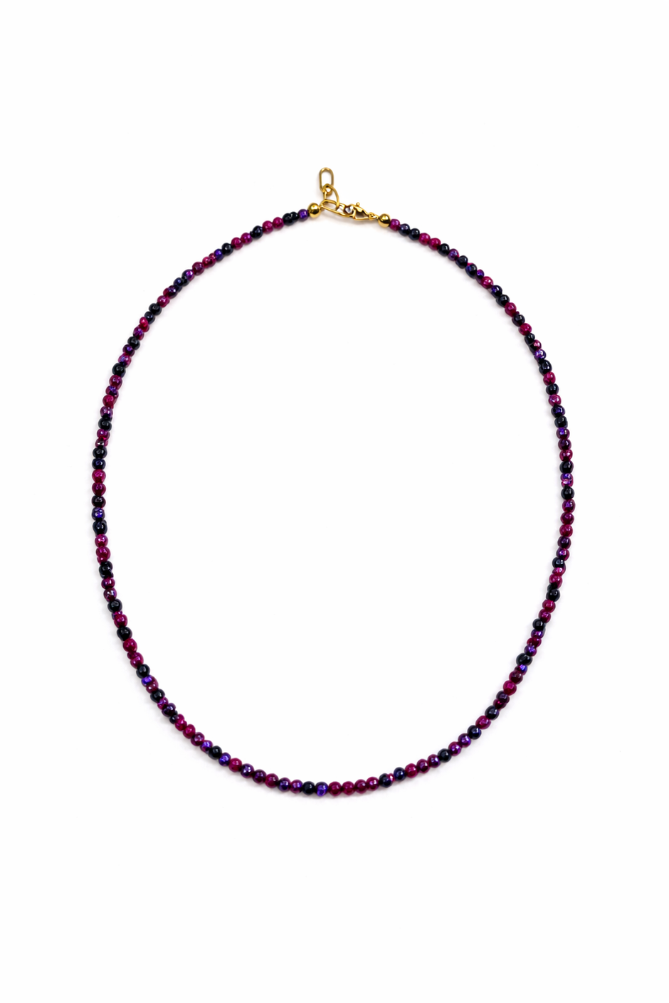 Mix Ruby Sapphire Beads Strand  2-2.5mm Stainless Steel Necklace