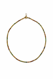 Yellow Green Tourmaline Beads Strand 2-2.5mm Stainless Steel Necklace