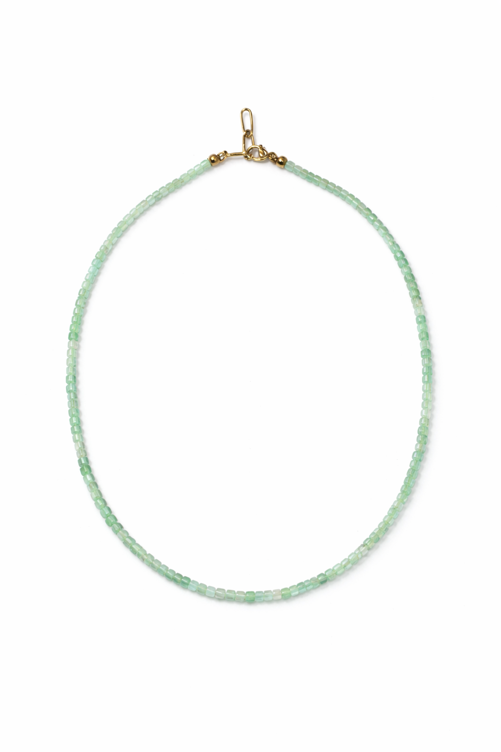Green Opal Beads Strand 2-2.5mm Stainless Steel Necklace