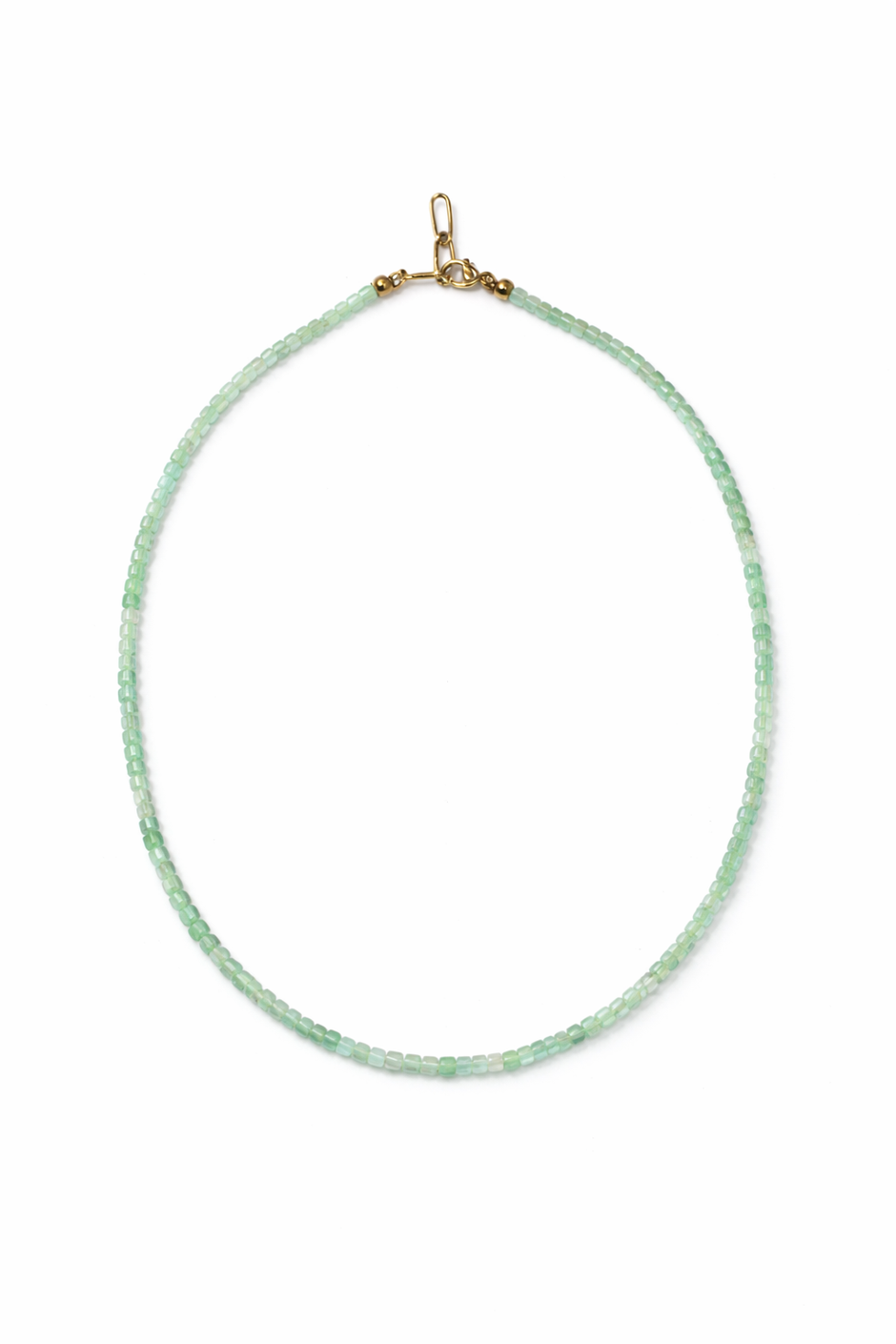 Green Opal Beads Strand 2-2.5mm Stainless Steel Necklace