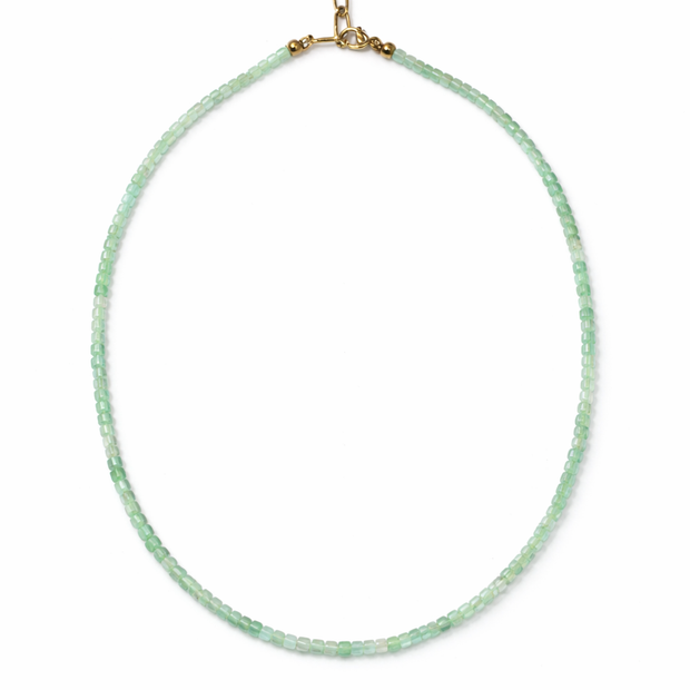 Green Opal Beads Strand 2-2.5mm Stainless Steel Necklace