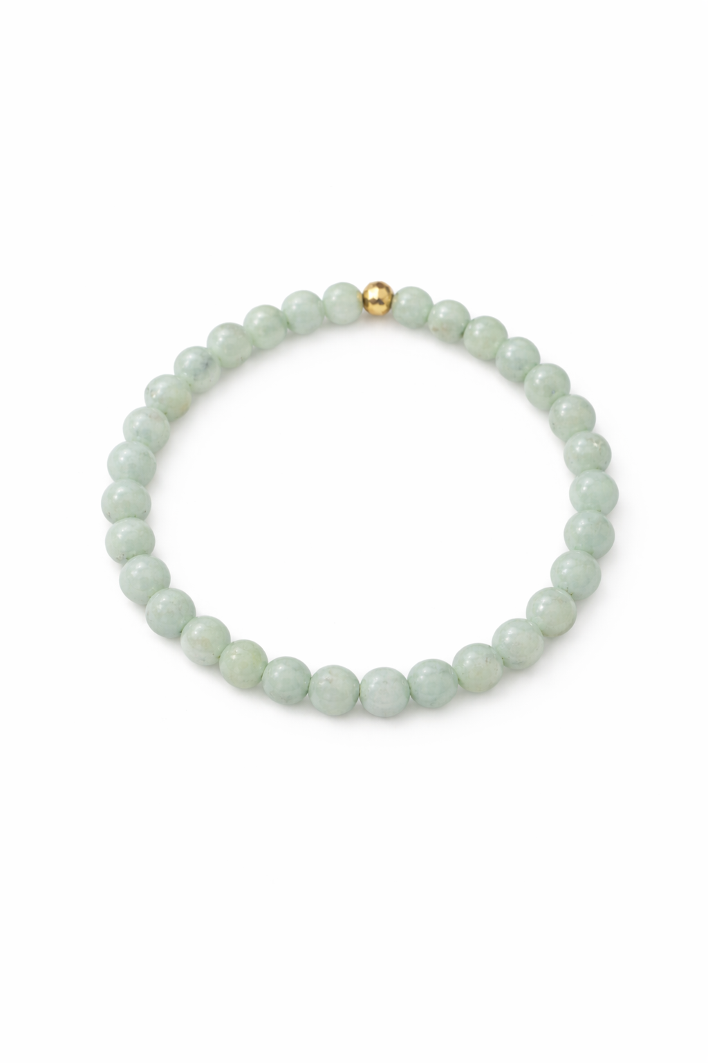 A Grade Jade Green 5.5-6.0mm Beads With 18k 0.049G Beads Elastic Bracelet