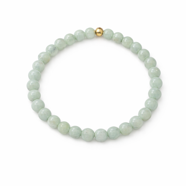 A Grade Jade Green 5.5-6.0mm Beads With 18k 0.049G Beads Elastic Bracelet