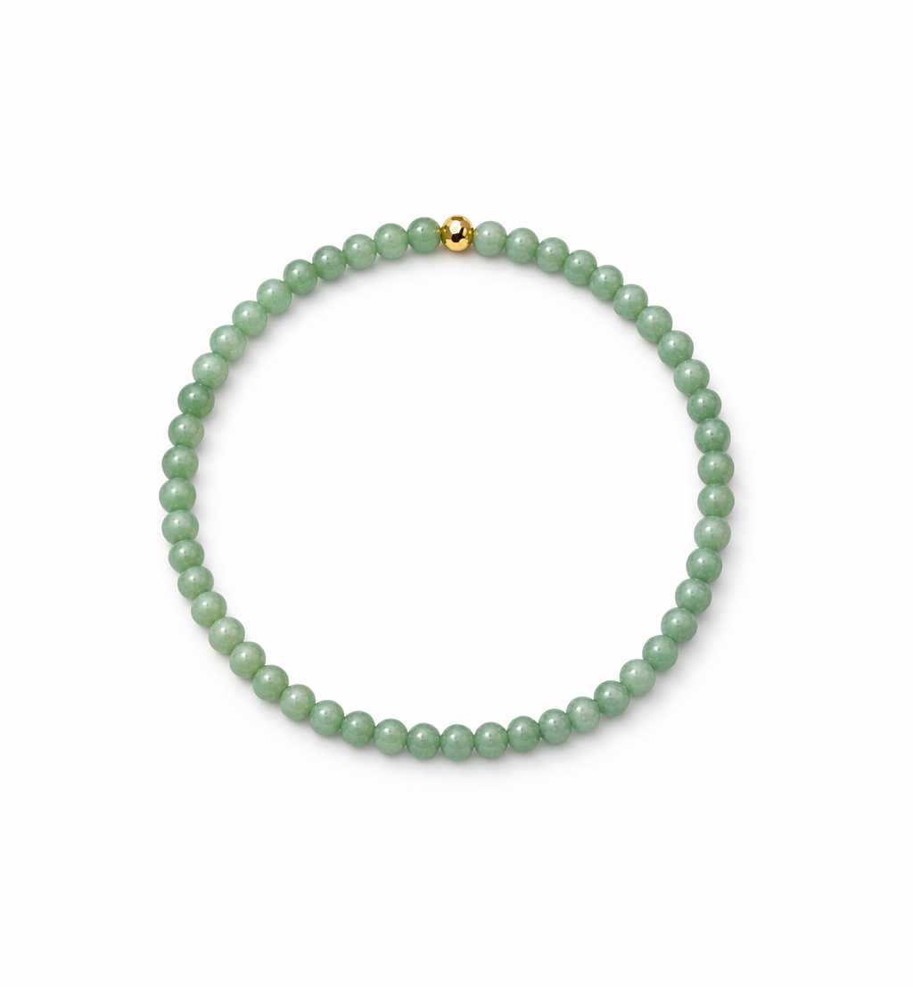 A Grade Jade Green 3.5-4.0mm Beads With 18k 0.049G Beads Elastic Bracelet