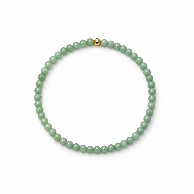 A Grade Jade Green 3.5-4.0mm Beads With 18k 0.049G Beads Elastic Bracelet