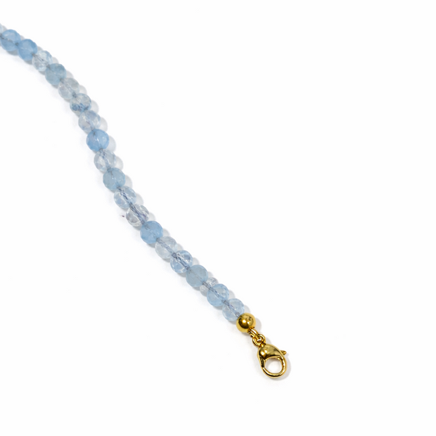 Aquamarine  Faceted 4-4.5mm With Stainless Steel Hook Bracelet