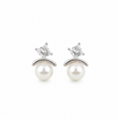 Fresh Water pearl 8-8.5mm Zirconia zinc alloy earring 10x15mm