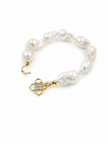 Fresh Water Pearl Baroque 12-12.5mm With Clover Hook Alloy Bracelet