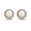 Fresh water pearl 7-7.5mm flower zinc alloy earring 12.5x12.7mm