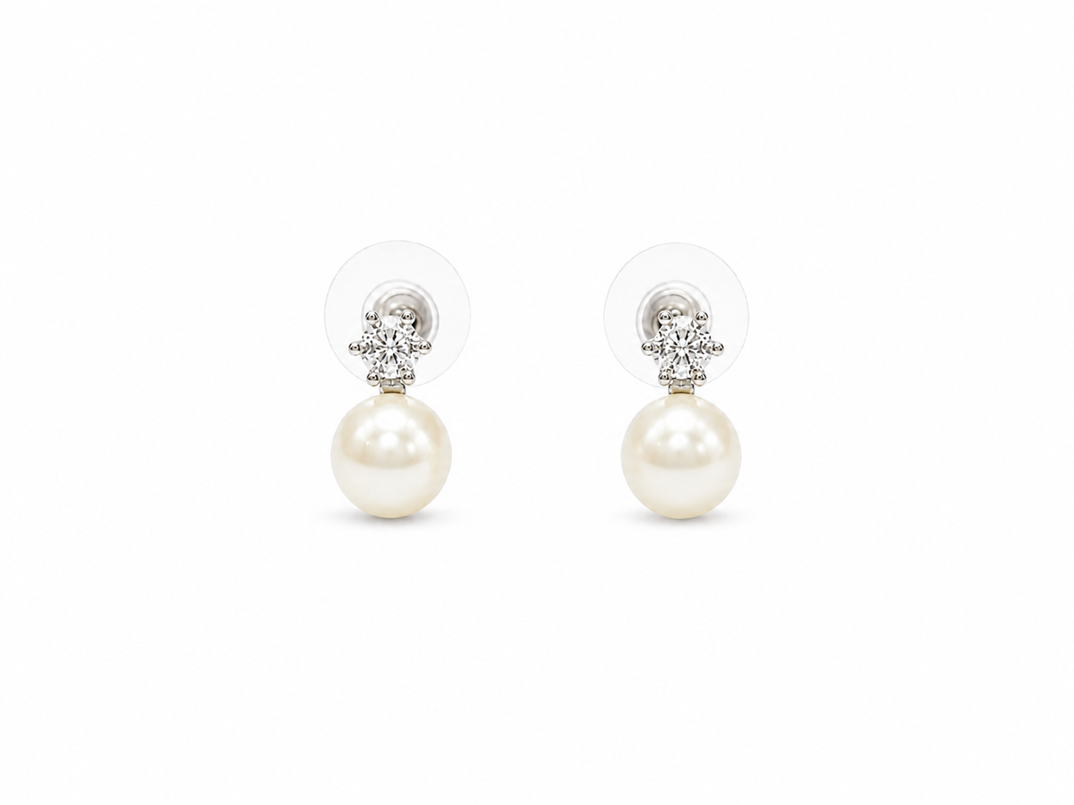 Fresh Water Pearl With Top Cubic Zirconia Alloy earring