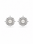 Fresh Water Pearl With Cubic Zirconia Snowflake Alloy earring