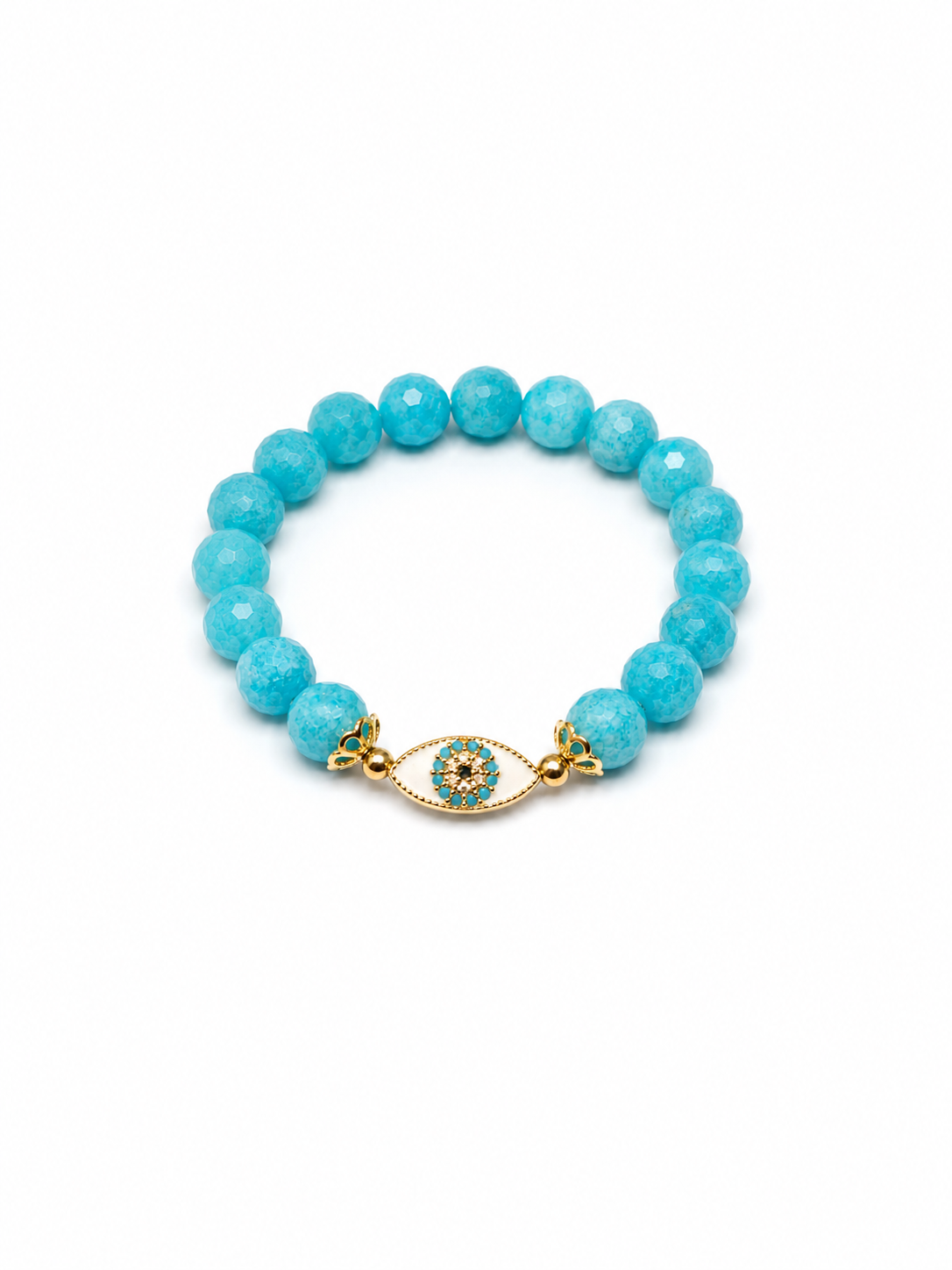 Amazonite Faceted With Enamel Separator Bracelet