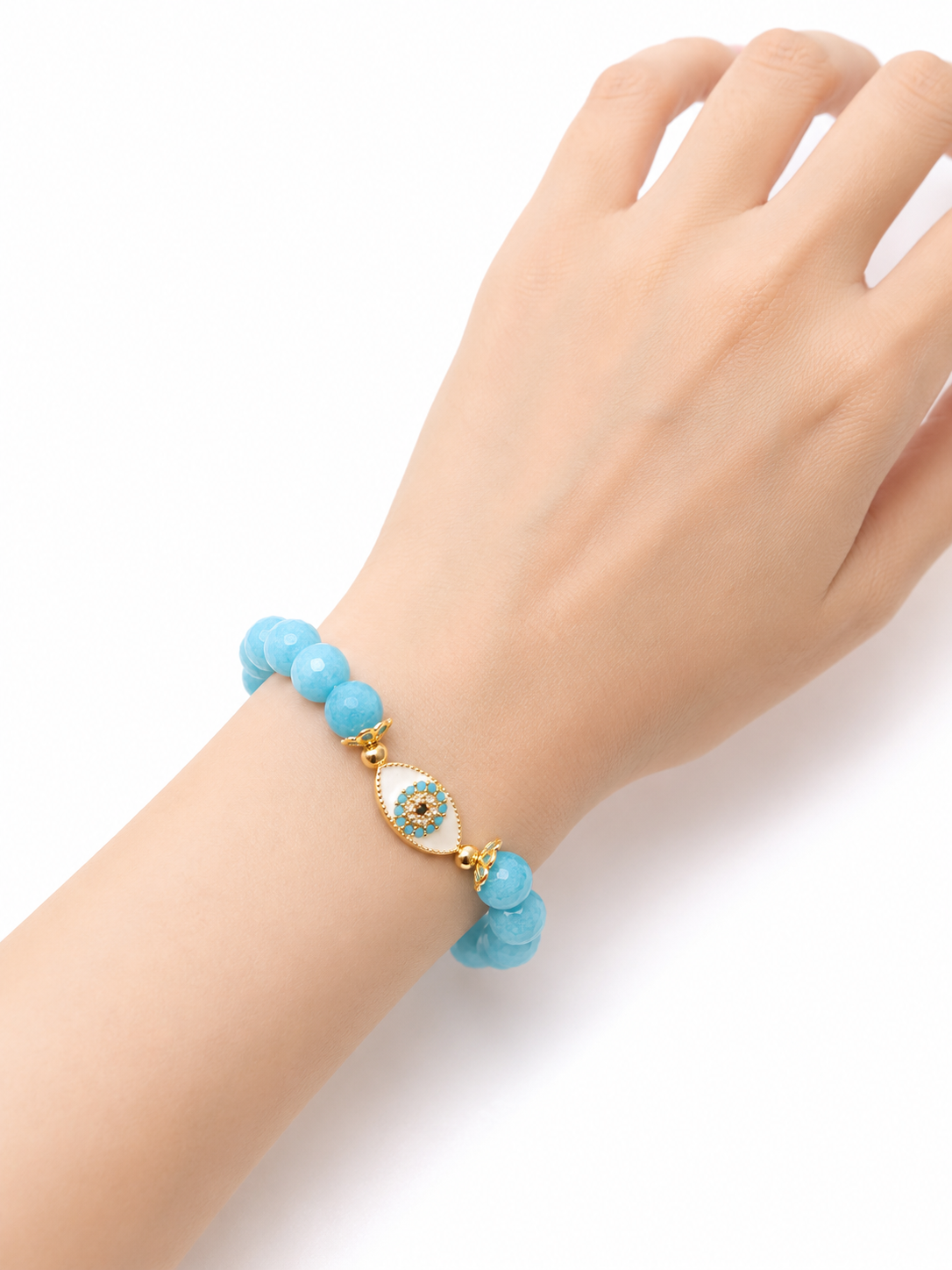 Amazonite Faceted With Enamel Separator Bracelet