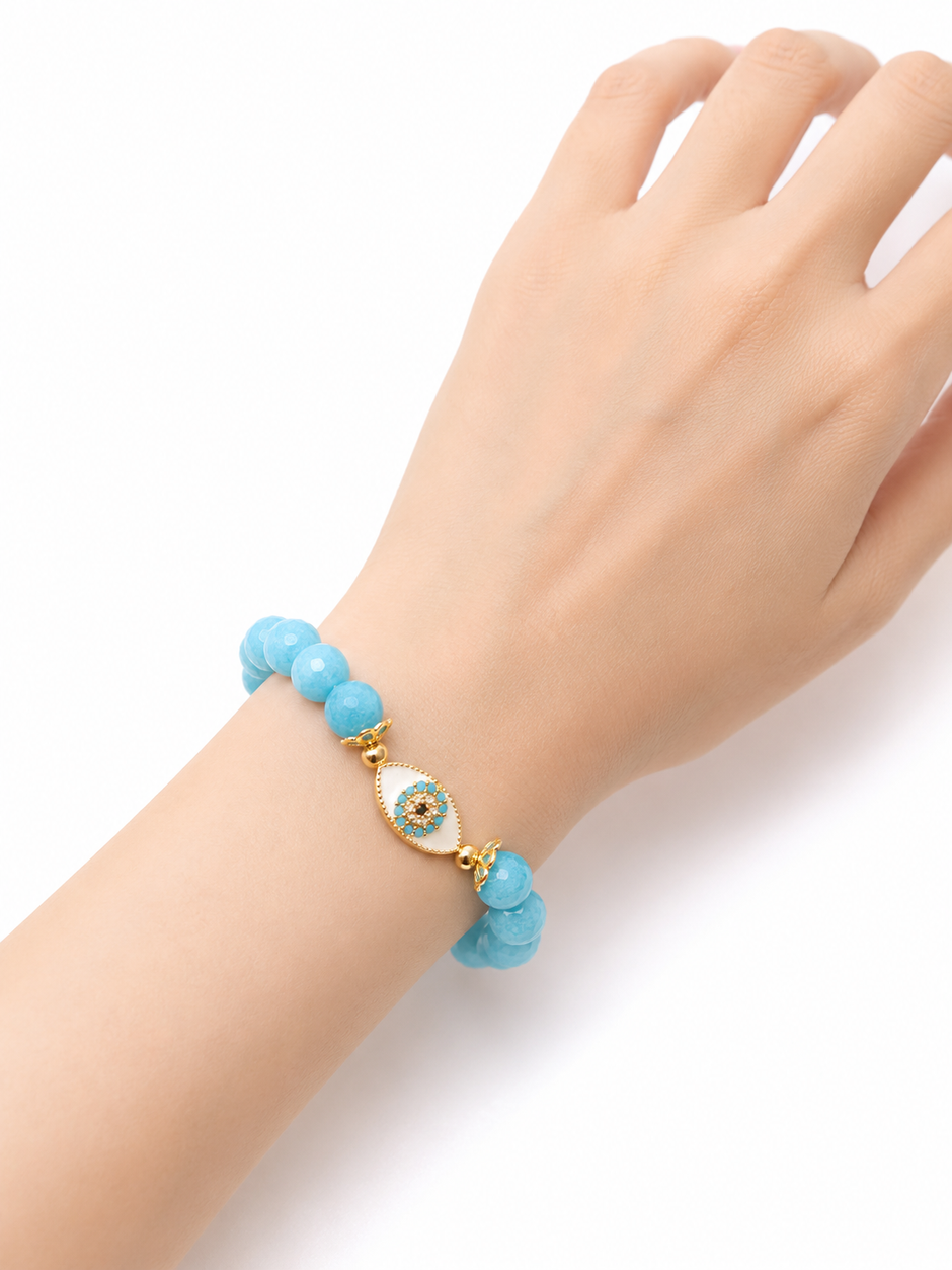 Amazonite Faceted With Enamel Separator Bracelet