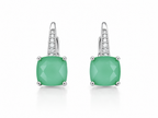 Green Onyx With Zirconia 925 silver Clip back earring